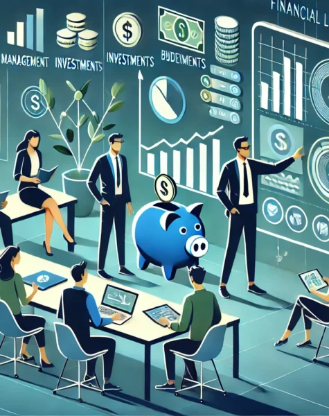 DALL·E 2025-03-27 01.53.10 - A modern and professional illustration representing financial literacy programs. The image should depict a diverse group of people learning about mone DALL·E 2025-03-27 01.53.10 - A modern and professional illustration representing financial literacy programs. The image should depict a diverse group of people learning about mone