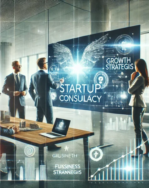 DALL·E 2025-03-27 02.08.47 - A modern and professional startup consultancy concept, featuring a team of business experts in a sleek, high-tech office. The consultants are discussi DALL·E 2025-03-27 02.08.47 - A modern and professional startup consultancy concept, featuring a team of business experts in a sleek, high-tech office. The consultants are discussi